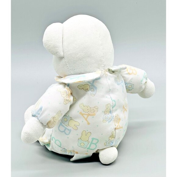 Carters Prestige Baby White Teddy Bear Plush Stuffed Animal ABC Rattle 10 inch - Picture 4 of 9
